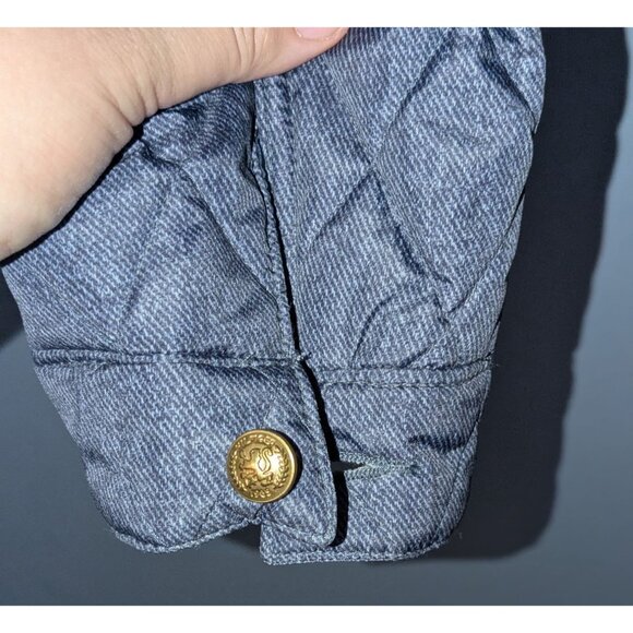 Tommy Hilfiger Womens Quilted Jacket Gold Snap Buttons Zipper Gray M - Picture 10 of 16